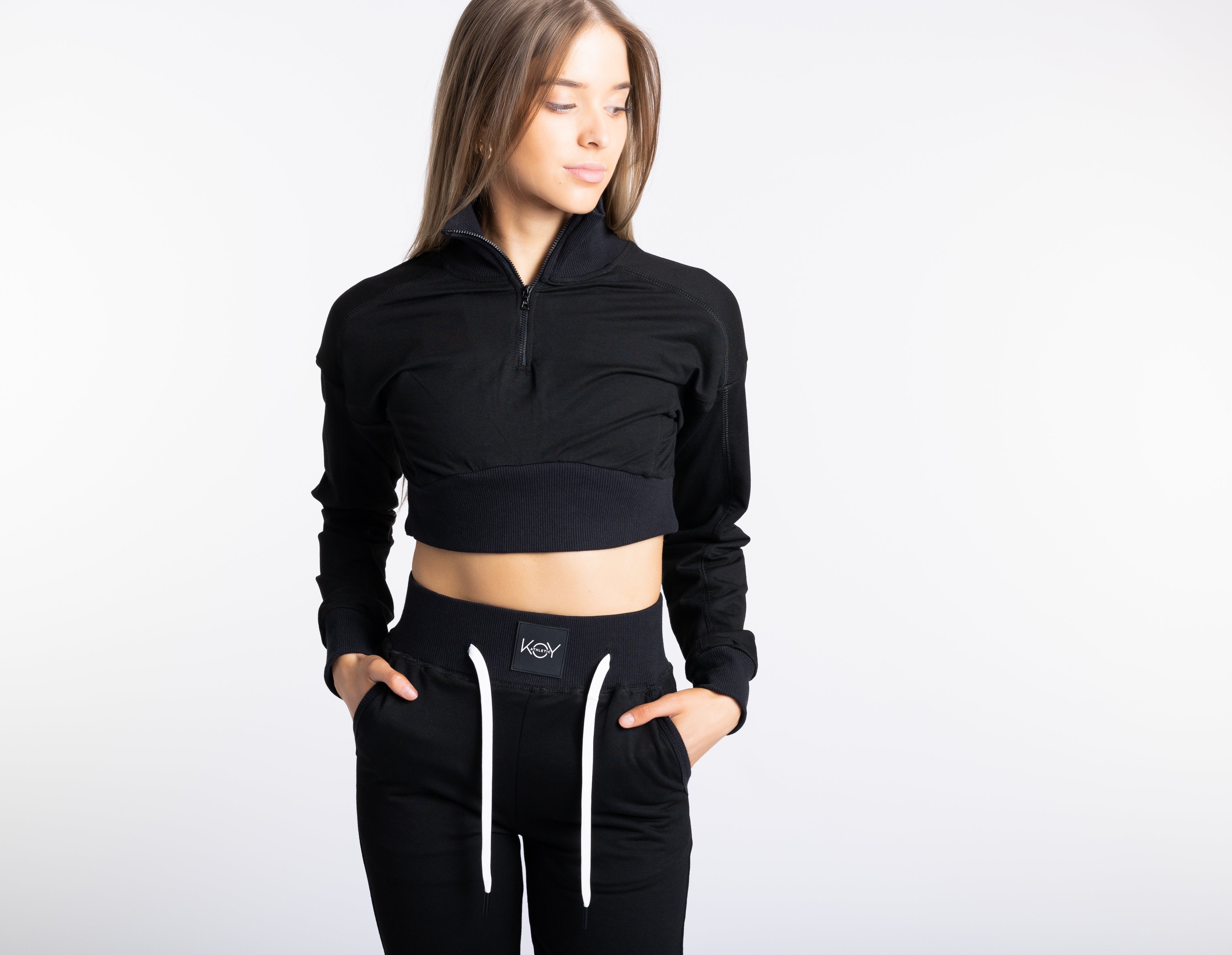 Black cropped hotsell quarter zip