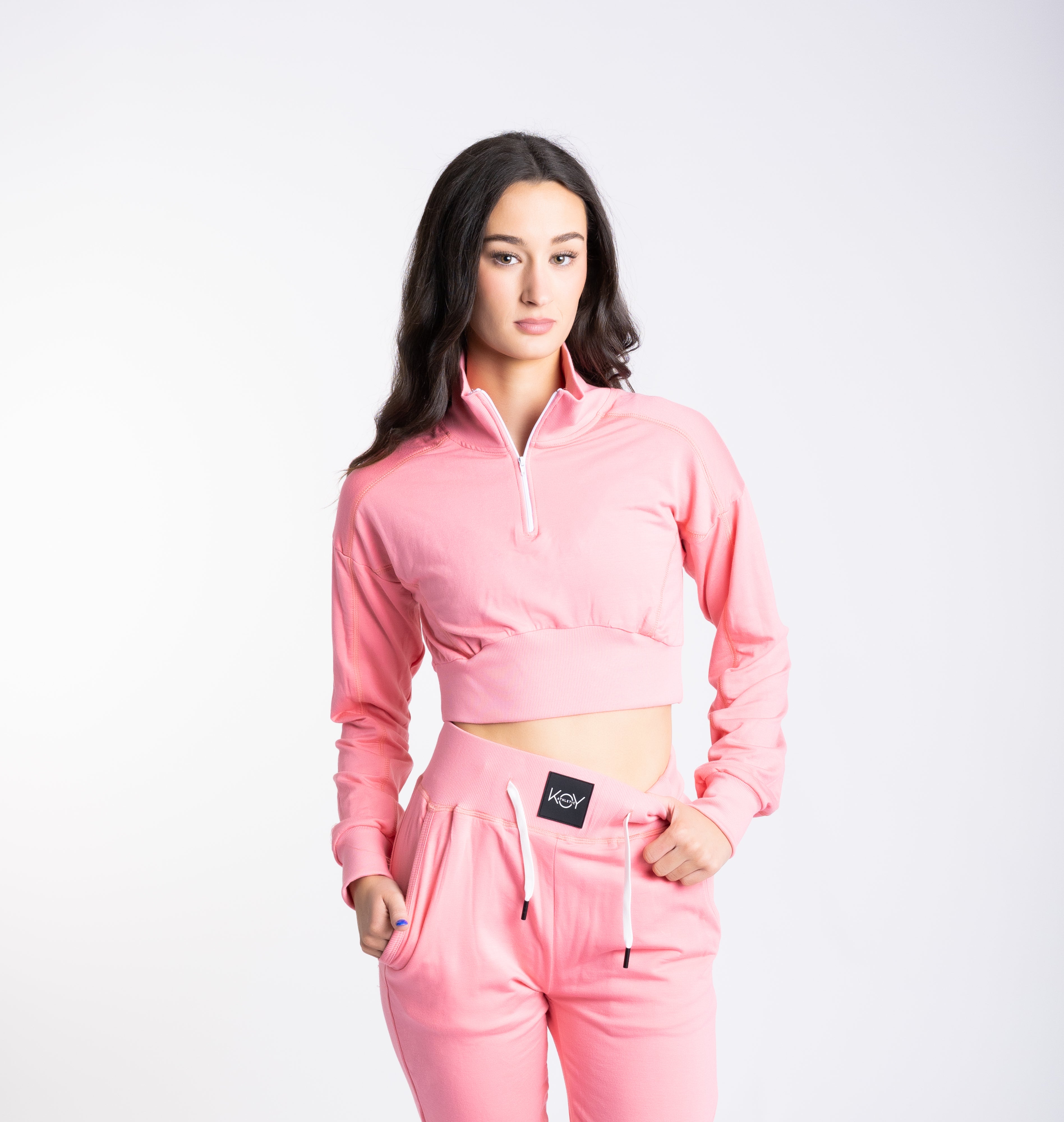 Cropped athletic quarter zip sale